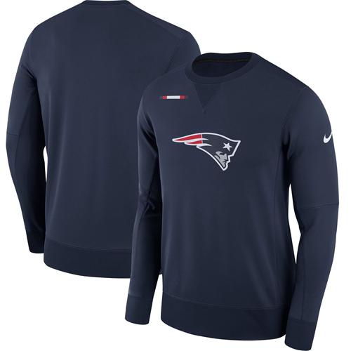 Men's New England Patriots Nike Navy Sideline Team Logo Performance Sweatshirt - Click Image to Close
